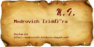 Modrovich Izidóra névjegykártya